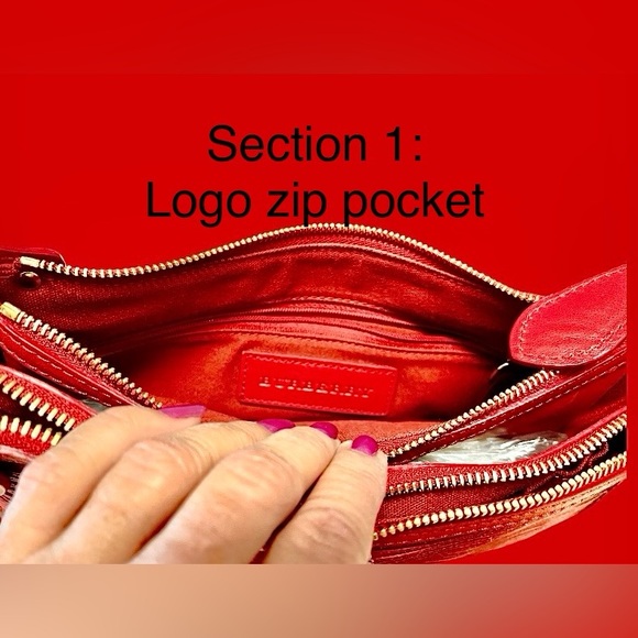 BURBERRY Red Leather Made in Italy Shoulder Bag Mint Condition - Picture 11 of 16